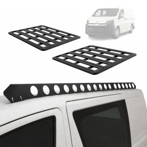 Toyota Hiace 300 Series Roof Rack Platform (2019-Present) - Aluminium Platform 1400 x 1656mm (2-Piece Set) - Black Powder Coated