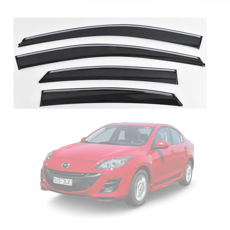 Weathershields Window Visors for Mazda 3 BL Sedan 2009-2013 | 4-Piece Slimline Smoke Tint Set