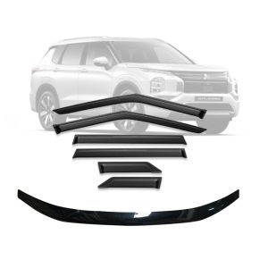 Mitsubishi Outlander Bonnet Protector & Weathershields Combo 2021-2025 | Full Protection Kit