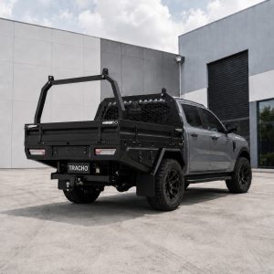 Black Aluminium Dual Cab Ute Tray with 850mm Headboard & Trundle Drawer